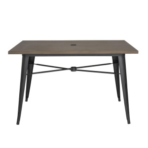 Black Bolero outdoor wooden table: Wooden aesthetics, aluminum robustness for your professional outdoor spaces.