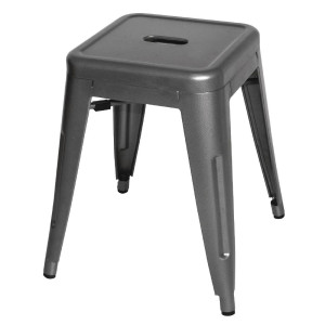 Sgabelli Bassi in Acciaio Grigio Metallo - Set di 4 Bolero Bistro