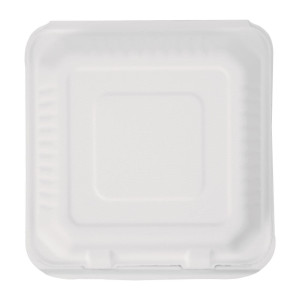 Boîtes à charnière compostables en Bagasse 236mm - Lot de 200