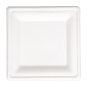 Square compostable bagasse plates 261 mm - Pack of 50 - Eco-friendly and practical