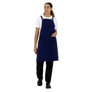 Grembiule Bavaglino in cotone blu scuro per professionisti della cucina - Qualità e stile garantiti