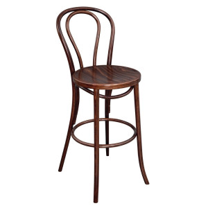 Sgabello Alto Bistro Legno Curvato Noce Qualità Eccezionale