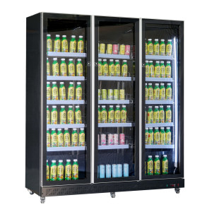 Vetrina Refrigerata per Bevande 3 Porte in Vetro Nero 1173 L - CombiSteel