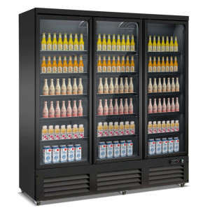Vetrina per bevande nera 1600 L - 3 porte vetrate CombiSteel