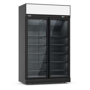 Vetrina per bevande nera CombiSteel - 1000 L, porte vetrate e illuminazione a LED