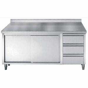Mobile Inox Basso con Alzatina GN 1/1 - 2 Porte e 3 Cassetti - L 2000 x P 700 mm - CombiSteel