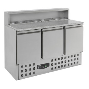 Mobile per Pizza Refrigerato a 3 Porte - 8 Vaschette GN 1/6 - CombiSteel