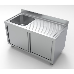 Mobile Lavello 1 Vasca e Scolapiatti a Destra - L 1400 x P 700 mm - CombiSteel