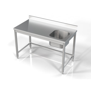 Vasca 1 a Destra con Schienale - L 1400 x P 700 mm - CombiSteel