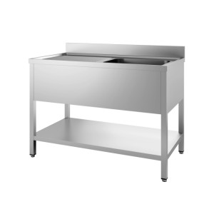 Lavello 1 Vasca e Scolapiatti a Sinistra con Alzatina e Ripiano - L 2000 x P 600 mm - CombiSteel