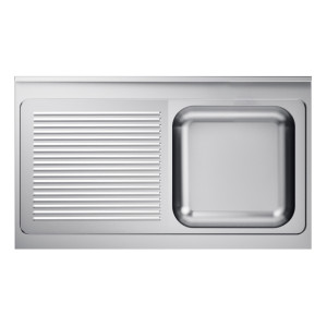 Lavello 1 Vasca e Scolapiatti a Sinistra con Alzatina - L 1200 x P 700 mm - CombiSteel
