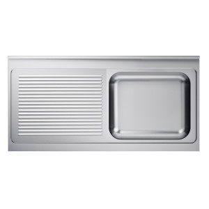 Lavello 1 Vasca e Scolapiatti a Sinistra con Alzatina - L 1400 x P 700 mm - CombiSteel