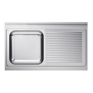 Lavello 1 Vasca e Scolapiatti a Destra con Alzatina - L 1200 x P 700 mm - CombiSteel