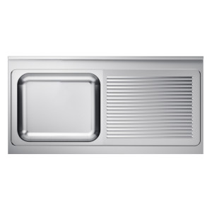 Lavello 1 Vasca e Scolapiatti a Destra con Alzatina - L 1400 x P 700 mm - CombiSteel