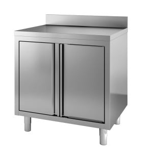 Mobile Inox Basso a 2 Ante Battenti con Alzatina - L 800 x P 700 mm - CombiSteel