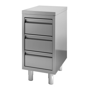Mobile Inox Basso a 3 Cassetti - L 400 x P 700 mm - CombiSteel