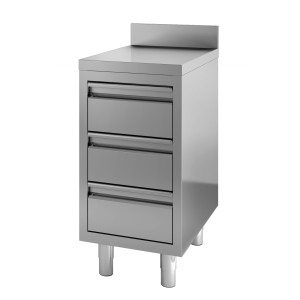 Mobile Inox Basso a 3 Cassetti con Alzatina - L 400 x P 700 mm - CombiSteel