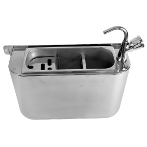 Lavello Cucchiaio da Gelato con Rubinetto, Collegamento all'Acqua e Tubo di Scarico - CombiSteel