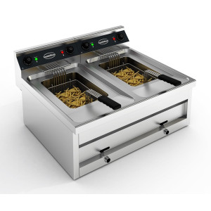 Friggitrice Elettrica da Banco - 2 x 12 L - CombiSteel