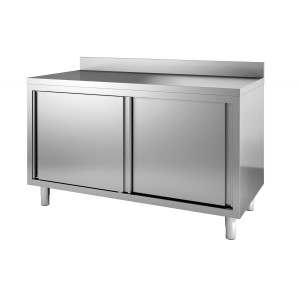 Stainless Steel Base Cabinet with 2 Doors and Backsplash - L 1200 x D 700 mm - CombiSteel
