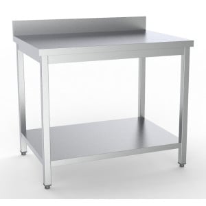 Tavolo Inox con Alzatina e Ripiano - L 1400 x P 600 mm - CombiSteel