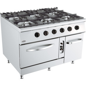 Cucina a Gas - Base 900 - 6 Bruciatori e Forno a Gas - CombiSteel