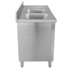 Mobile Lavello 2 Vasche con Alzatina e 3 Cassetti - 1400 x 600 mm - Vasca a Sinistra - Dynasteel