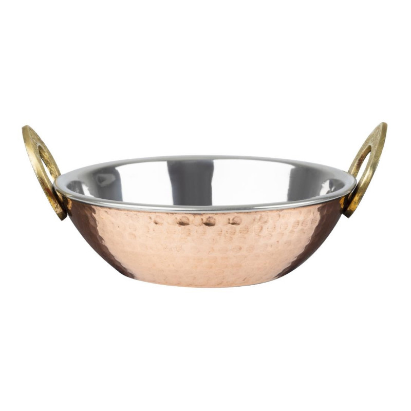 Copper Kadai Dish with Stainless Steel Handles - 660 ml - Olympia