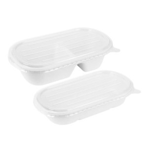 Oval Tray in Bagasse - 850 ml - Pack of 100 - Fiesta