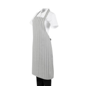 Grembiule Bavetta a Righe Grigio e Bianco - Whites Chefs Clothing