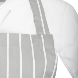 Tablier Bavette Rayé Gris et Blanc - Whites Chefs Clothing