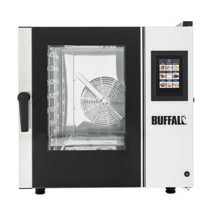 Forno Combinato a Schermo Tattile 7 x GN 1/1 con Supporto, Kit di Installazione e Cappa di Estrazione - Buffalo