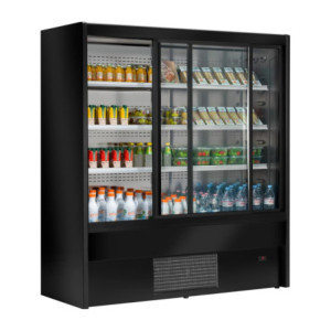 Vetrina Refrigerata Self-Service Nera Cervinho a Porte Scorrevoli - 1000 mm - Zoin