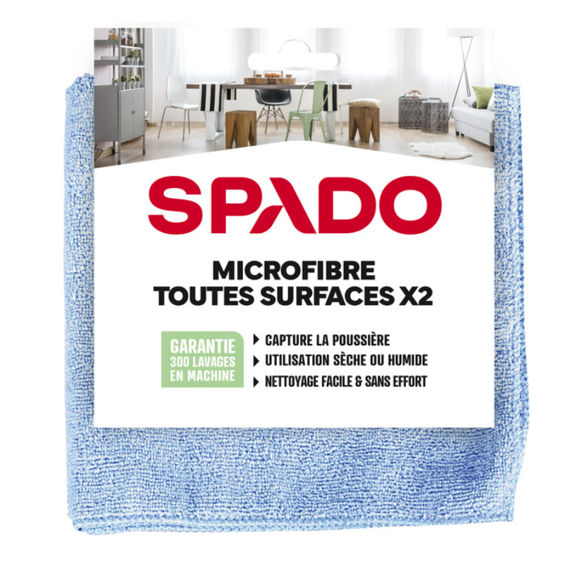 Microfibre Toutes Surfaces - 200 x 200 mm - Lot de 2 - SPADO Microfibre Toutes Surfaces - 200 x 200 mm - Lot de 2 - SPADO
