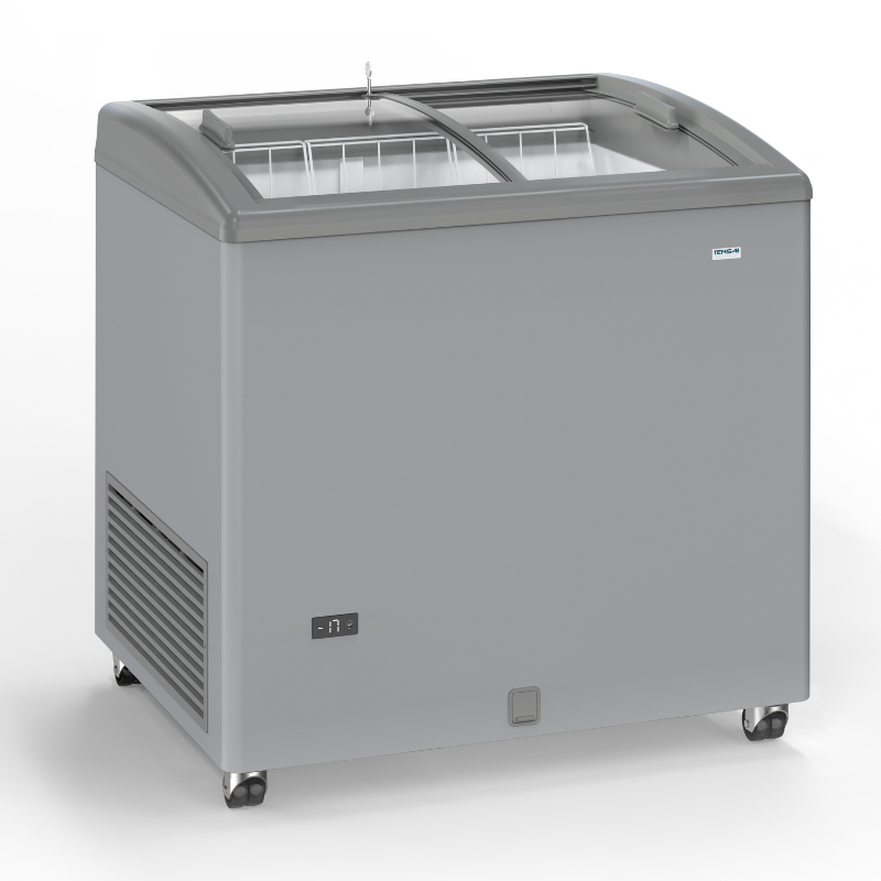 Congelatore Aspetto Inox a Porte Scorrevoli Vetrate - 170 L - TENSAI