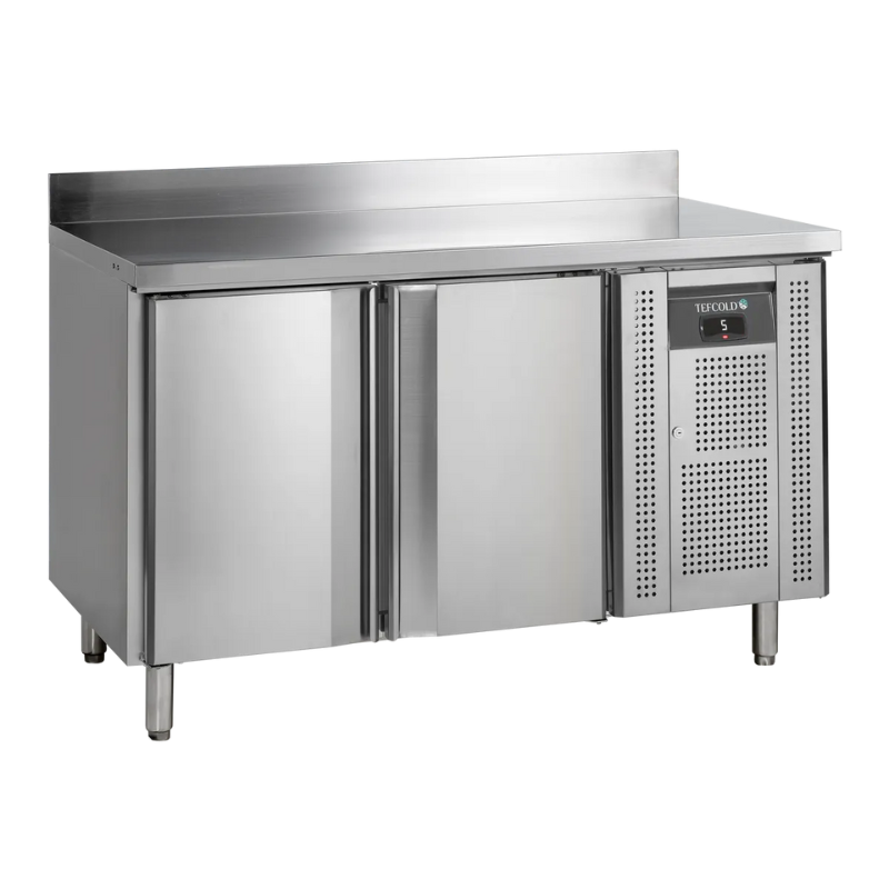 Tavolo Refrigerato in Acciaio Inox con Alzatina - 2 Porte - GN 1/1 - TEFCOLD