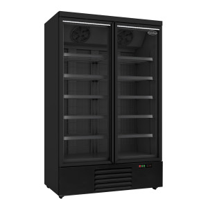 Armadio Refrigerato Negativo a 2 Porte Vetrate Nero - 1000 L