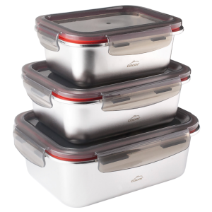 Scatola Inox con Coperchio PP Ecoinox 800 ml - Set di 3
