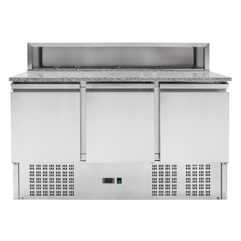 Meuble à Pizza Réfrigéré - 3 Portes - 8 Bacs GN 1/6 - Dynasteel Meuble à Pizza Réfrigéré - 3 Portes - 8 Bacs GN 1/6 - Dynasteel