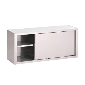 Stainless Steel Wall Cabinet with Sliding Doors - L 1400 x D 400 mm - Gastro M