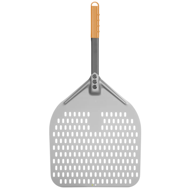 Pelle à Pizza Carrée Perforée avec Manche Court - 350x710 mm Pelle à Pizza Carrée Perforée avec Manche Court - 350x710 mm
