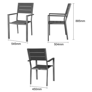 Valletta Slatted Chairs in Gray - Set of 4