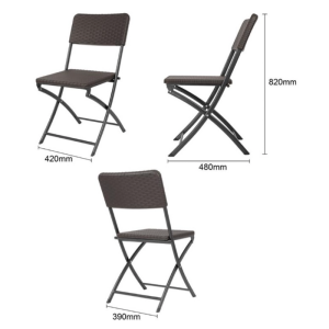 Sedie pieghevoli in rattan PE marrone - Set di 2