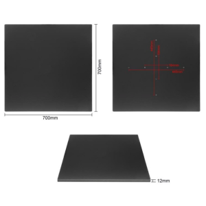 Square Matte Black Tabletop - 700 mm