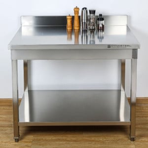 Tavolo Inox 800x700 mm Alzatina e Ripiano Basso