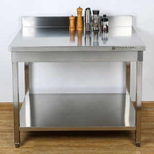 Tavolo Inox Paraspruzzi Scaffale Dynasteel Robusto e Pratico