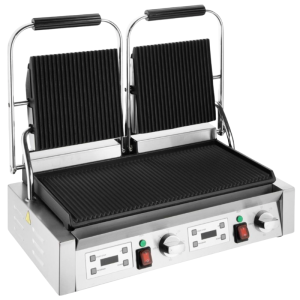 Grill a contatto doppio piastre scanalate