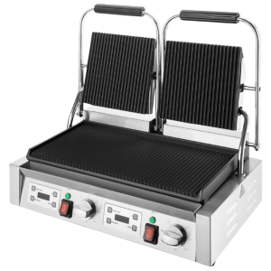 Grill a contatto doppio piastre scanalate