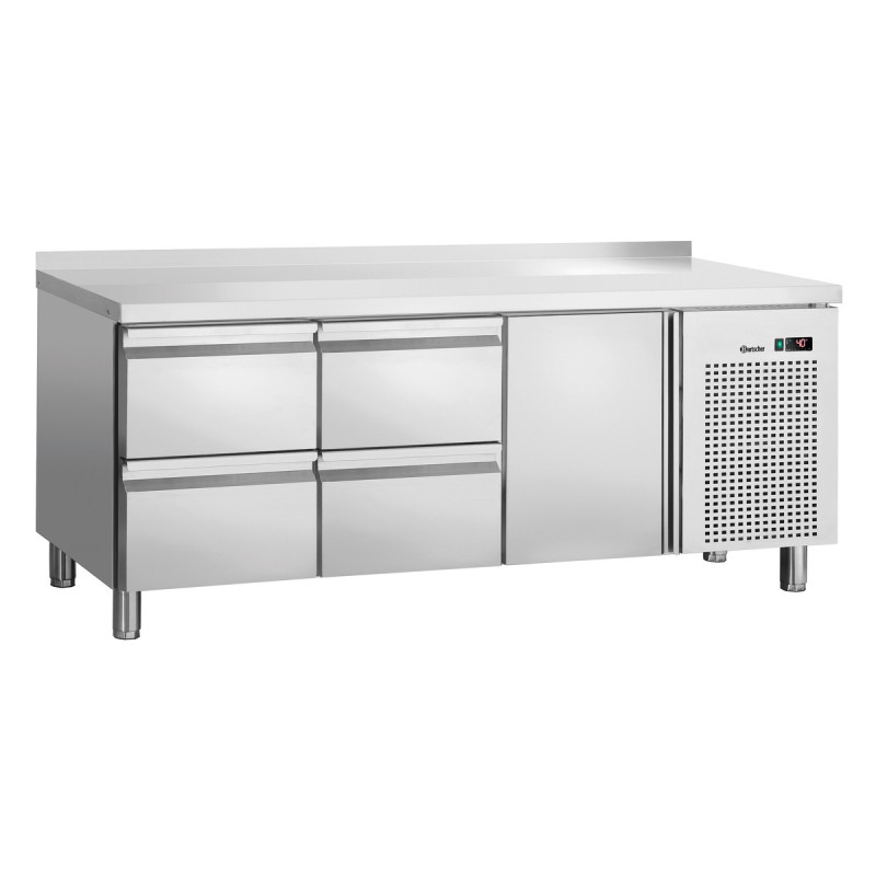 Tavolo Refrigerato Positivo 1 Porta e 4 Cassetti GN 1/1 con Alzatina
