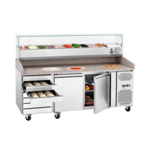 Mobile per Pizza Refrigerato a 2 Porte e 7 Cassetti
